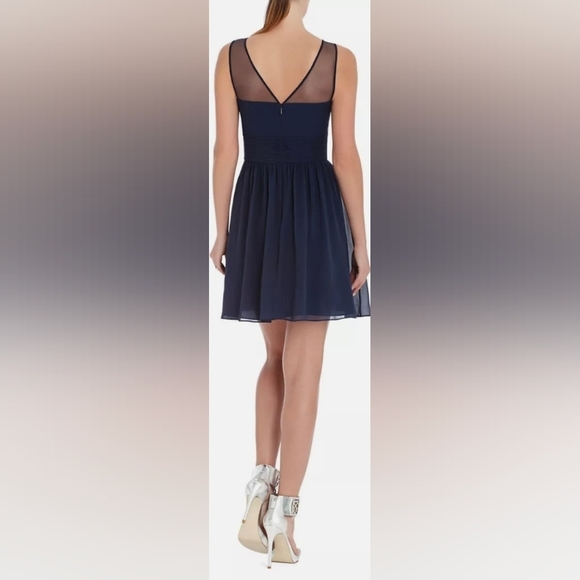 *NWOT* BCBG Max Azria Navy Blue Illusion Sweetheart Cocktail Dress - Picture 2 of 8